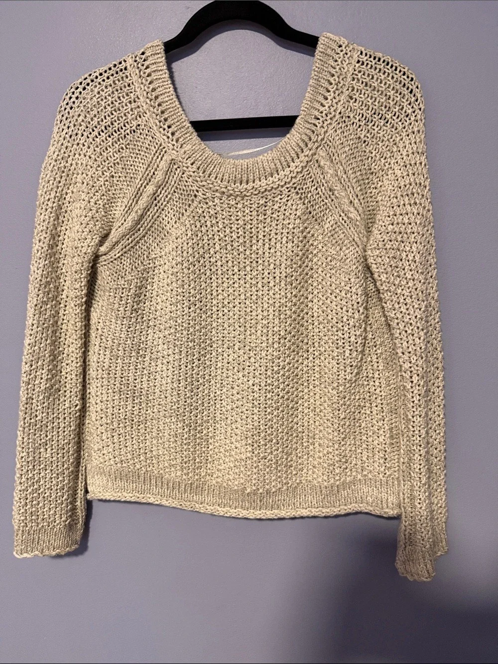 FREE PEOPLE Cream Open Knit Cotton Sweater Women’s Size Small